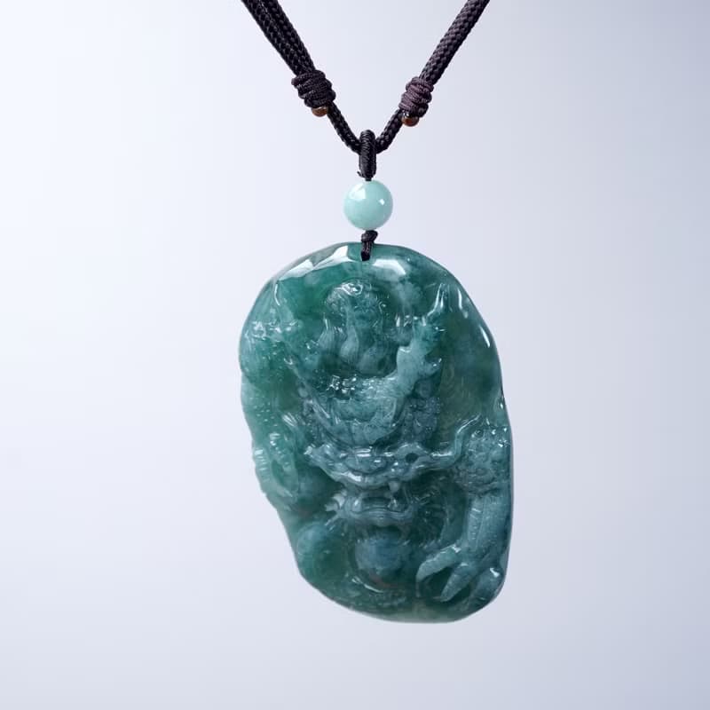 【龍行天下】藍水翡翠霸王龍牌項鍊 | 天然A貨翡翠 |送禮