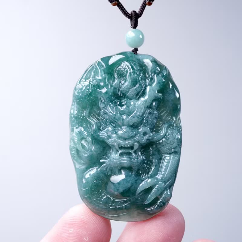 【龍行天下】藍水翡翠霸王龍牌項鍊 | 天然A貨翡翠 |送禮