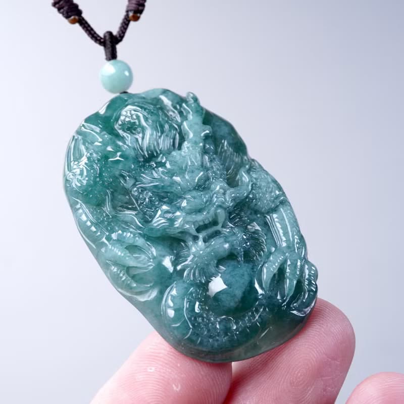 【龍行天下】藍水翡翠霸王龍牌項鍊 | 天然A貨翡翠 |送禮