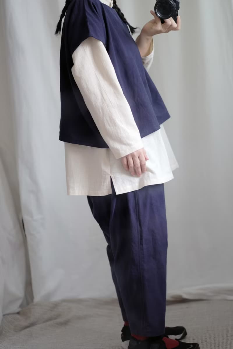 寶藏藍 錐形低檔寬褲