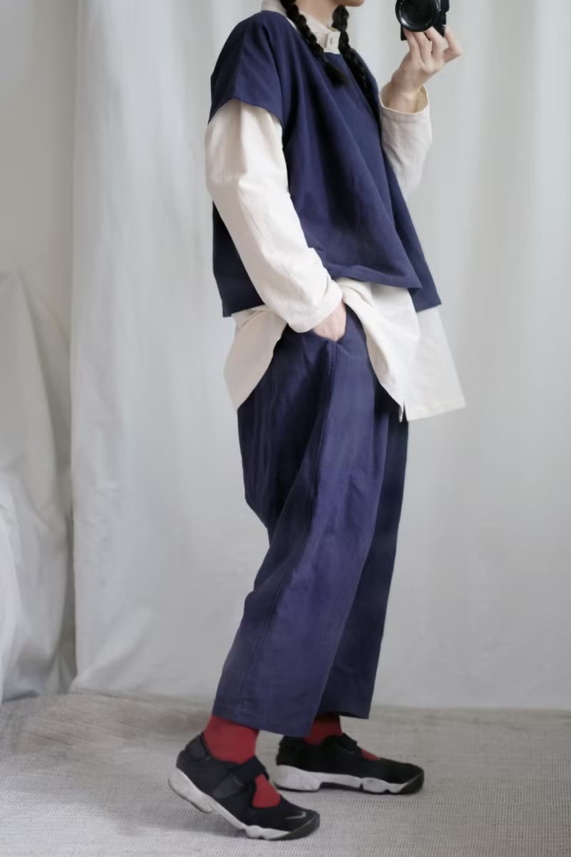 寶藏藍 錐形低檔寬褲