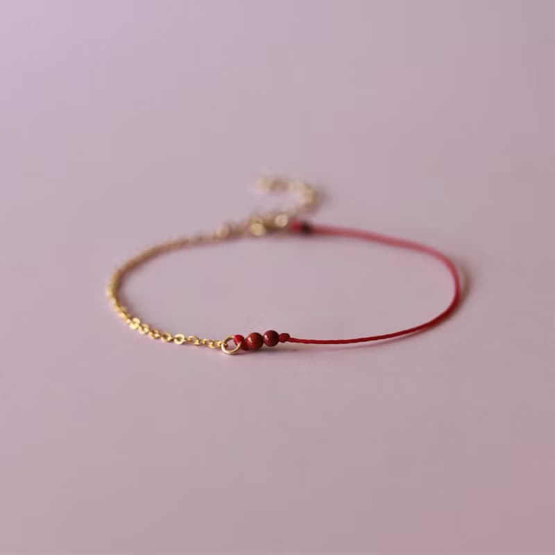 【禮物】獻上祝福 吉祥開運 14k注金手鍊+ 紅蠟線 生日、祝