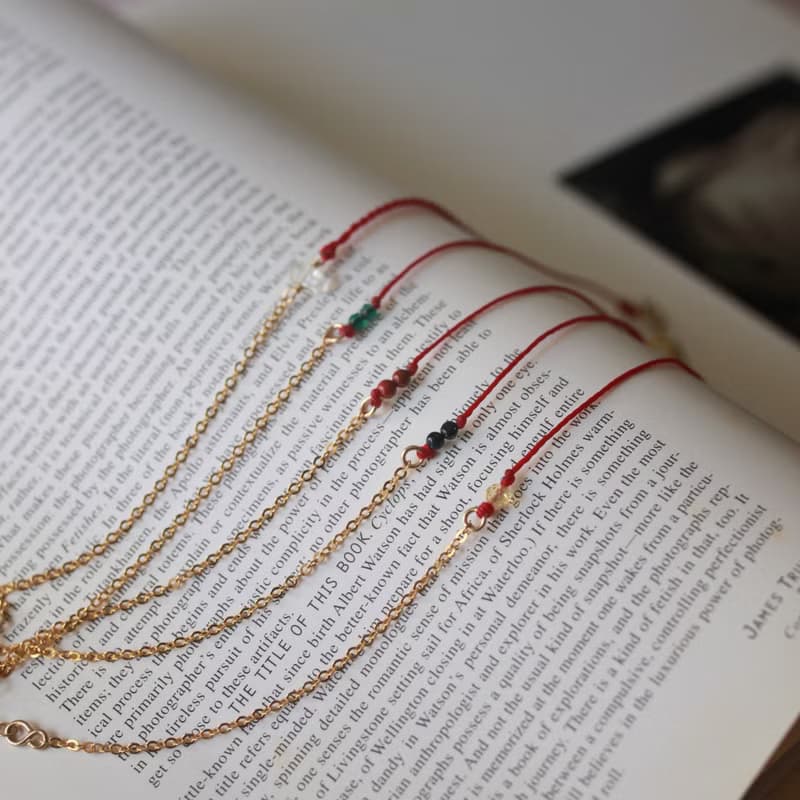 【禮物】獻上祝福 吉祥開運 14k注金手鍊+ 紅蠟線 生日、祝