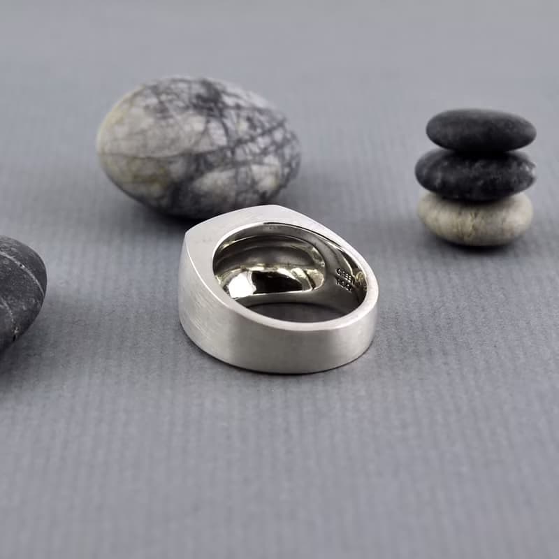方形印章戒指 緞面拋光 925純銀 men's jewelry 男戒