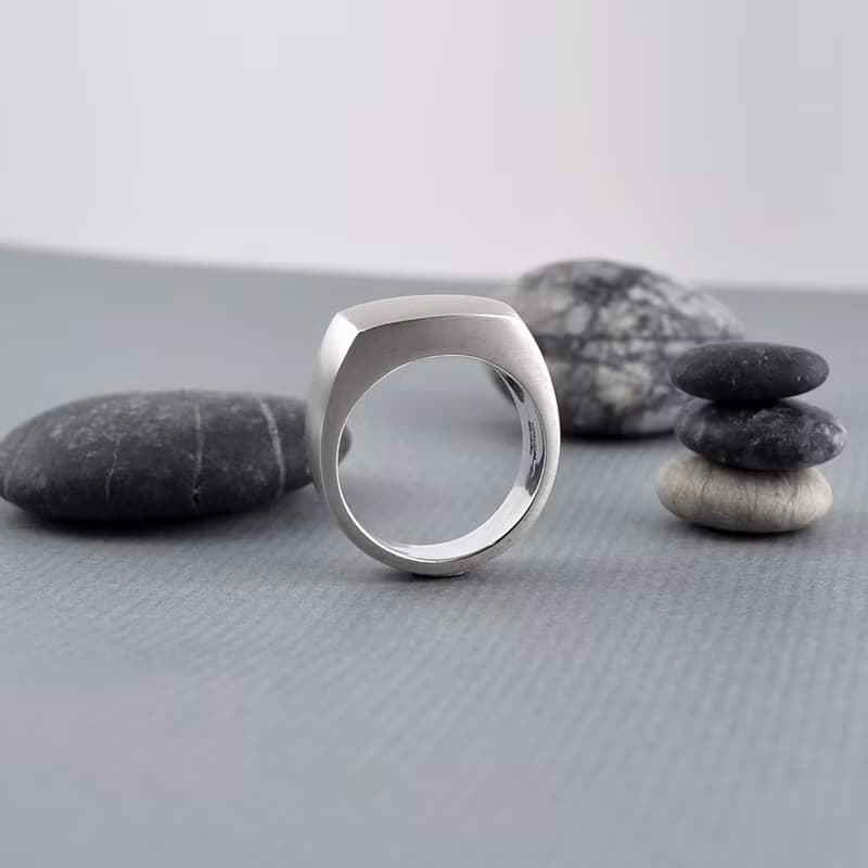 方形印章戒指 緞面拋光 925純銀 men's jewelry 男戒