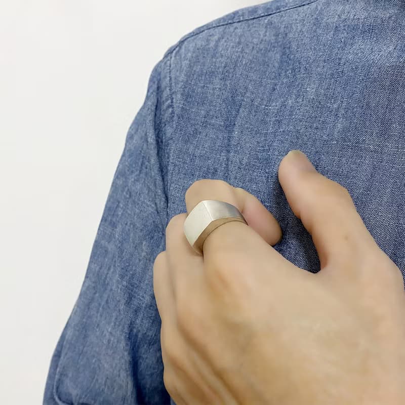方形印章戒指 緞面拋光 925純銀 men's jewelry 男戒
