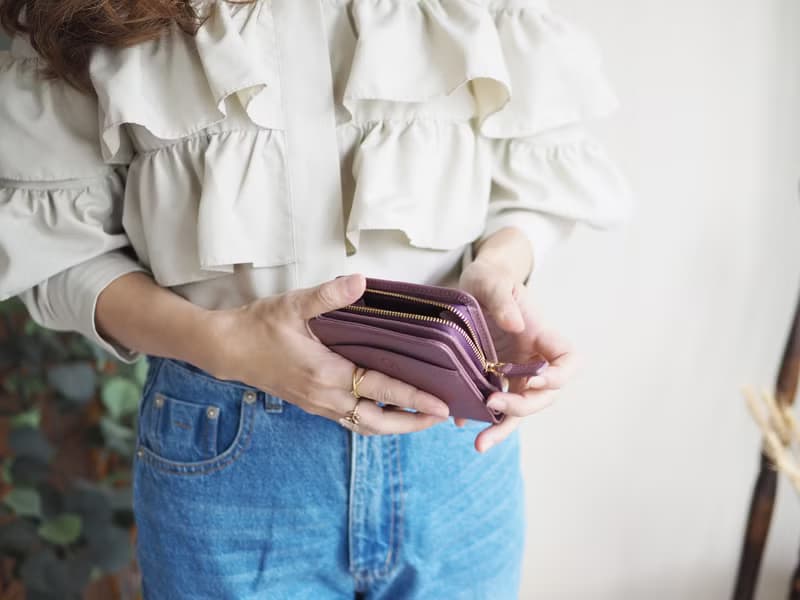 Anna (Grape): Mini wallet, short wallet, cow leather, Bifold Zipper, Purple