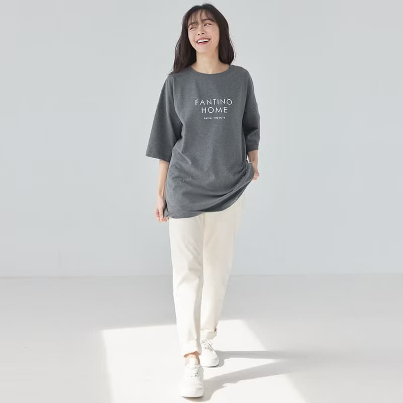 MIT有機棉長版短袖LOGO上衣-共3色
