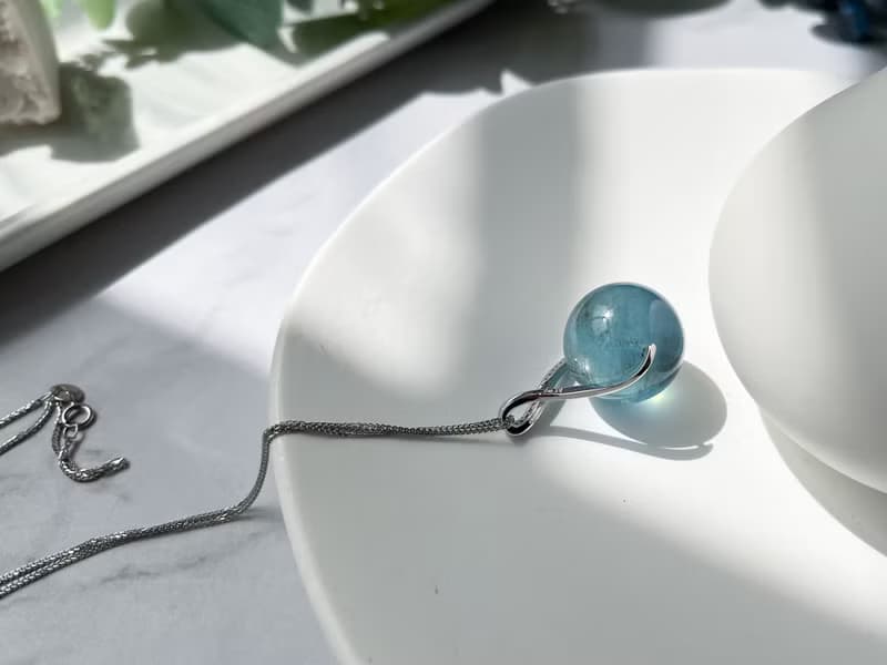 稀有18mm糯體藍爆閃/星光海藍寶吊墜連S925純銀項鍊