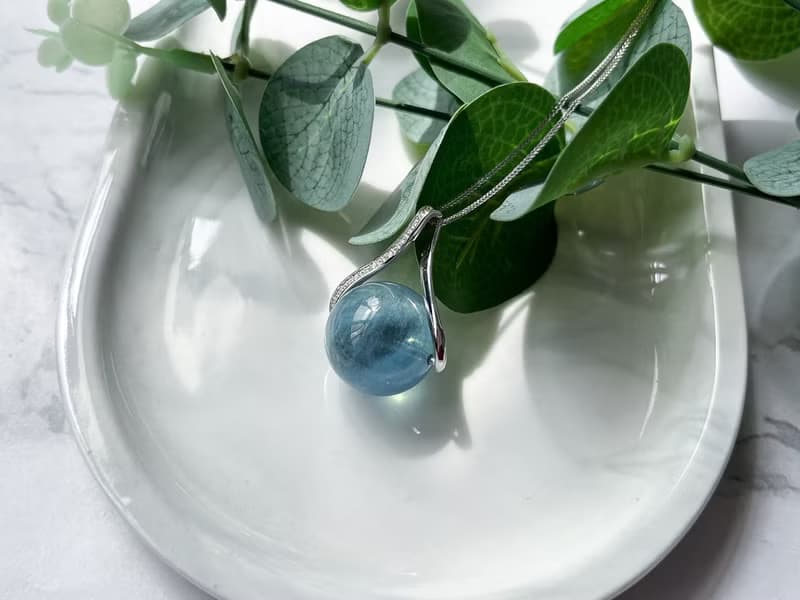 稀有18mm糯體藍爆閃/星光海藍寶吊墜連S925純銀項鍊
