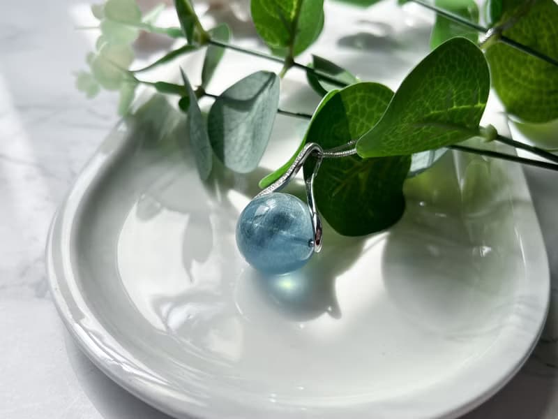 稀有18mm糯體藍爆閃/星光海藍寶吊墜連S925純銀項鍊