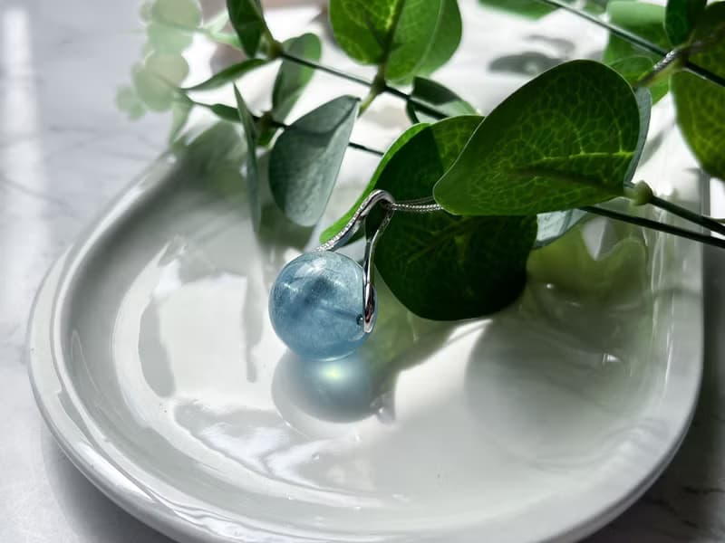 稀有18mm糯體藍爆閃/星光海藍寶吊墜連S925純銀項鍊