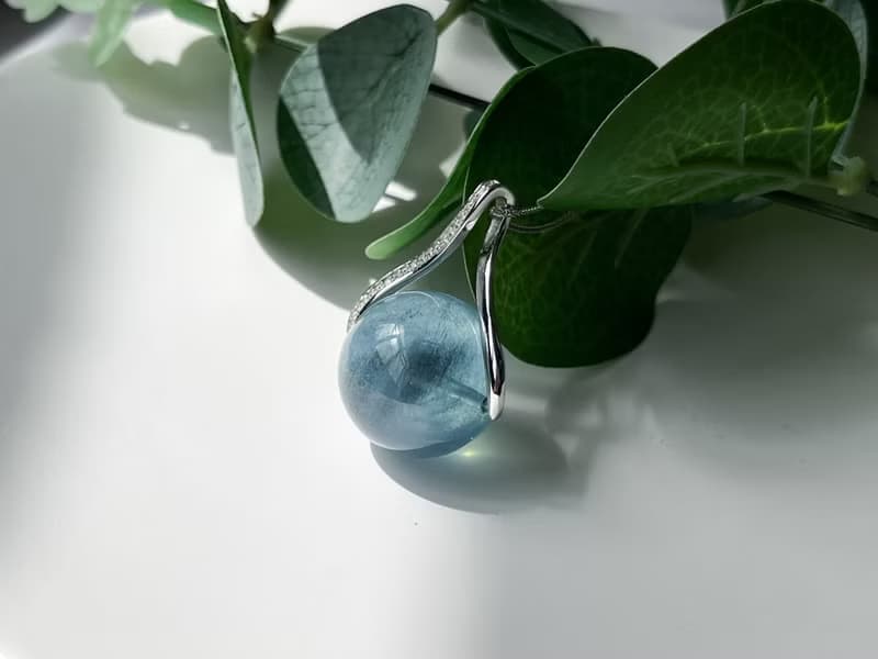 稀有18mm糯體藍爆閃/星光海藍寶吊墜連S925純銀項鍊