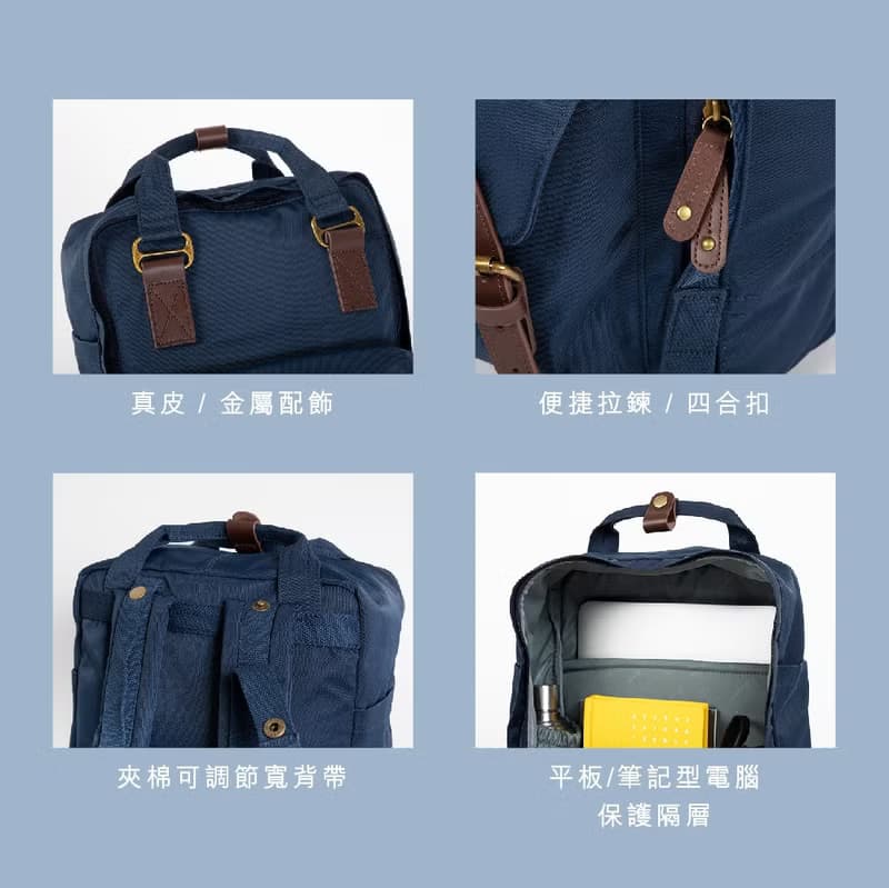 【DOUGHNUT】14吋 防潑水 後背包 馬卡龍 水壺格 書包-淺紫x淺藍