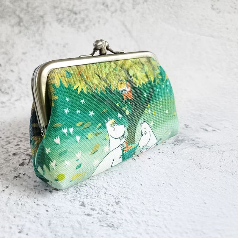 【Pinkoi x Moomin】二面不同圖案 雙層口金包 零錢包  綠色