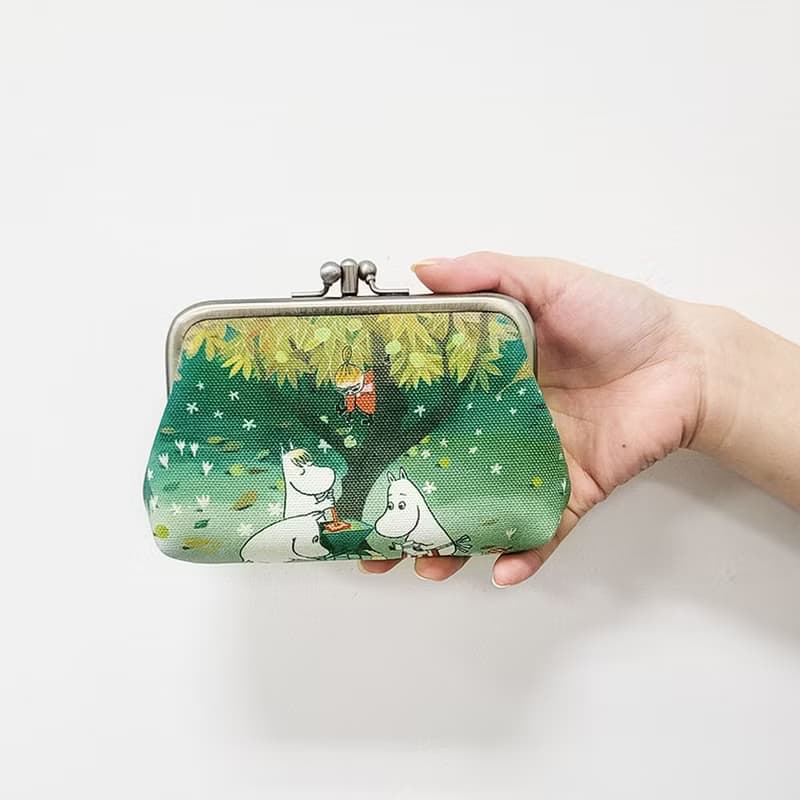 【Pinkoi x Moomin】二面不同圖案 雙層口金包 零錢包  綠色
