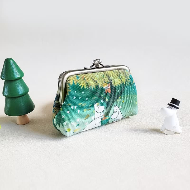 【Pinkoi x Moomin】二面不同圖案 雙層口金包 零錢包  綠色
