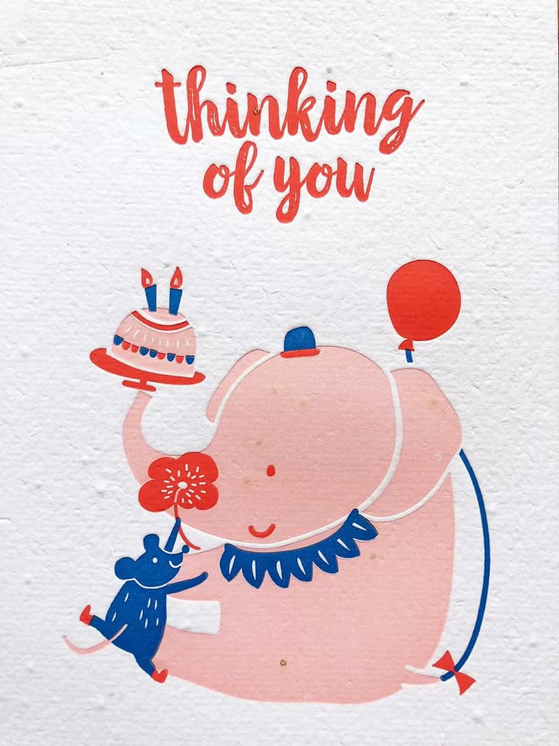 種子紙生日卡 Thinking of You (大象與老鼠)