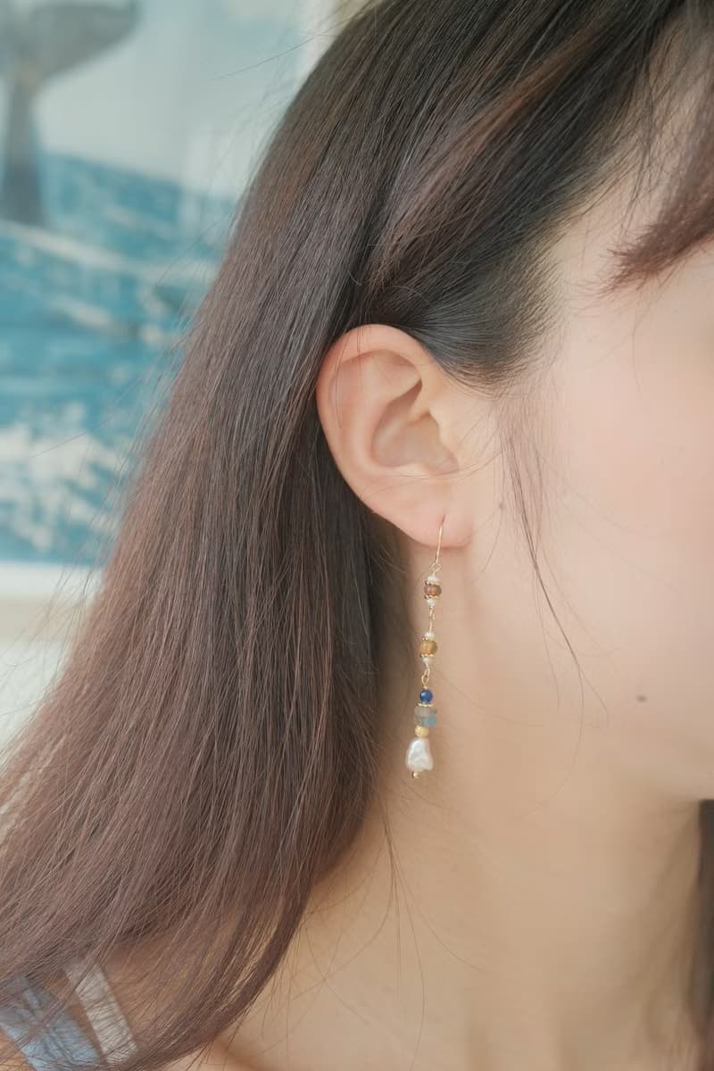 Sunbath in Australia 雪梨的夕陽 耳環 手鍊 粉珍珠 橘歐泊