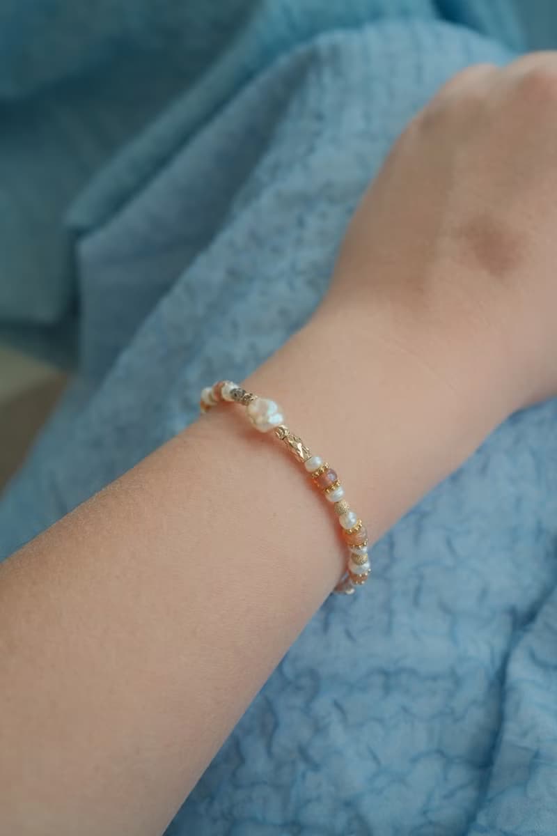 Sunbath in Australia 雪梨的夕陽 耳環 手鍊 粉珍珠 橘歐泊