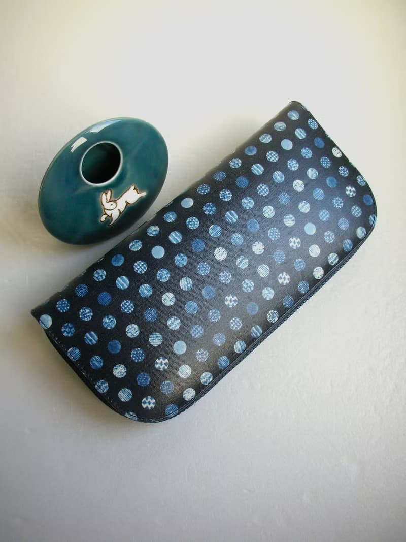 和風防水布【和柄小圈圈】 -長夾/皮夾/零錢包/禮物