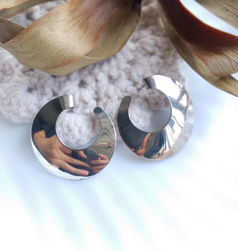 Vintage Jewelry 西洋古董飾品 銀色調 簡約摩登 針式耳環