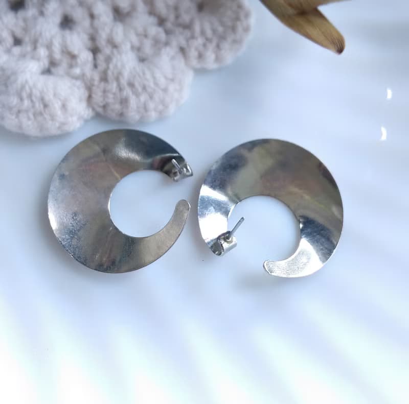 Vintage Jewelry 西洋古董飾品 銀色調 簡約摩登 針式耳環