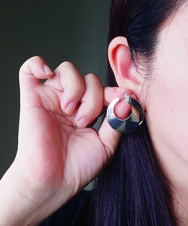 Vintage Jewelry 西洋古董飾品 銀色調 簡約摩登 針式耳環