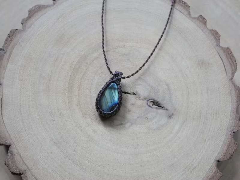 特價出清~N60~拉長石 l 南美蠟線 l 手工編織 l 項鍊