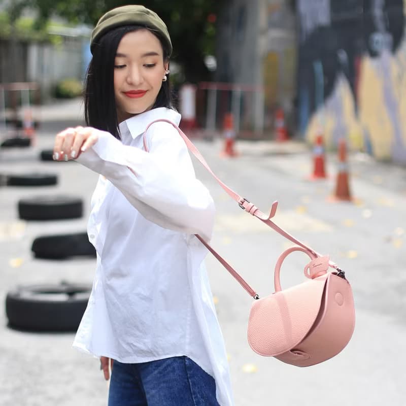 Semi circle cross body handbag or shoulder bag