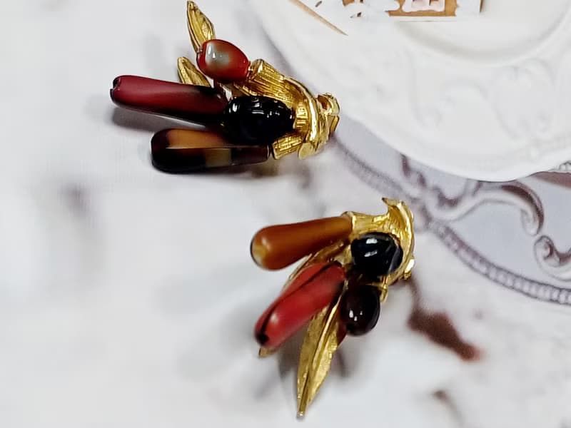 vintage jewelry  古董夾式耳環  ART 羽毛系列