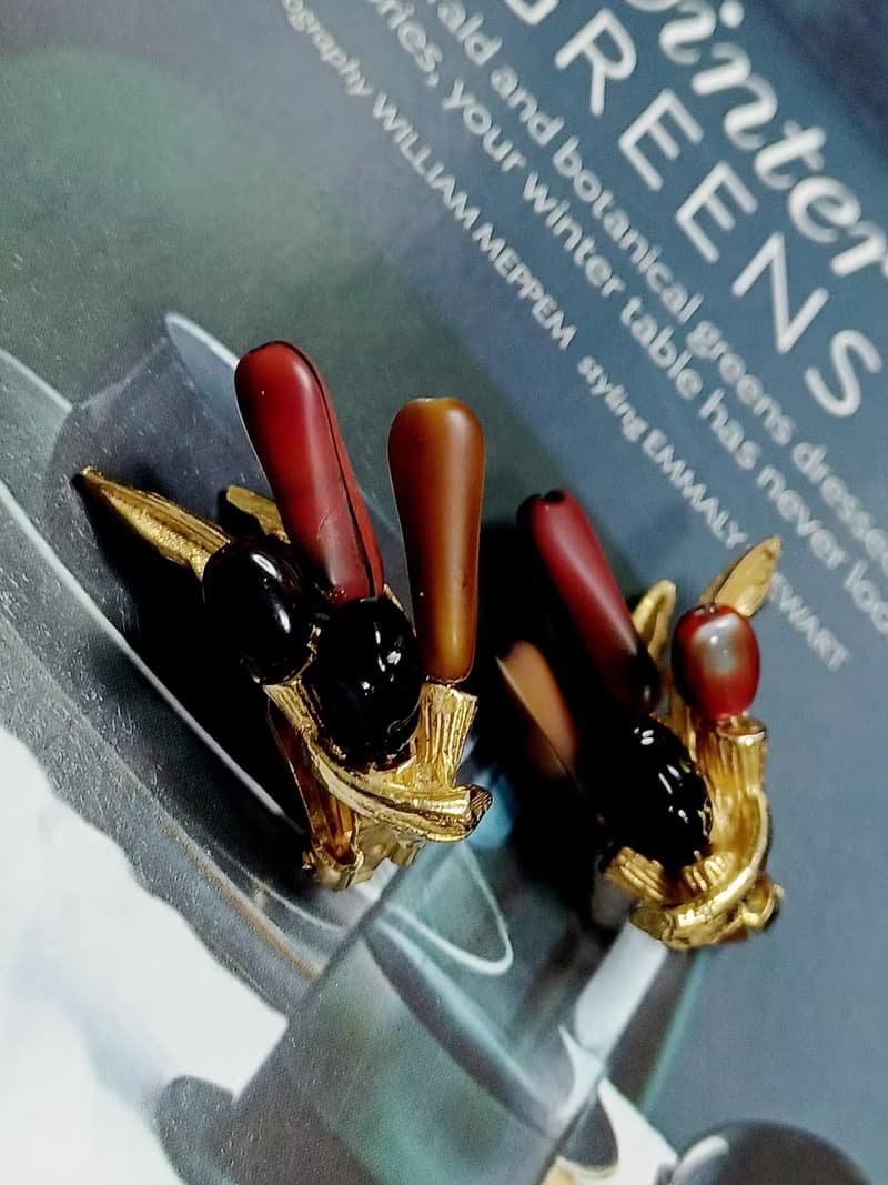 vintage jewelry  古董夾式耳環  ART 羽毛系列