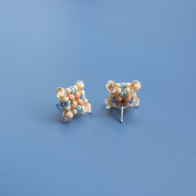 菊蘭花磚耳環 耳針耳夾
