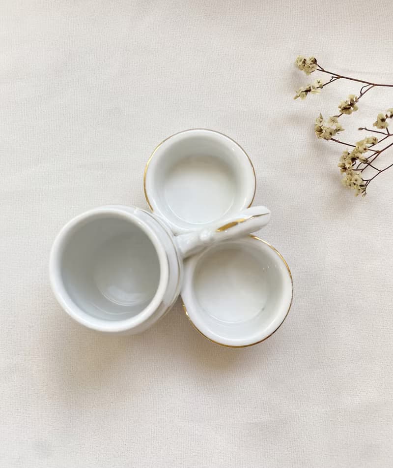 【好日戀物】拉脫維亞vintage古典金邊香料醬料碟瓷器收藏廚房