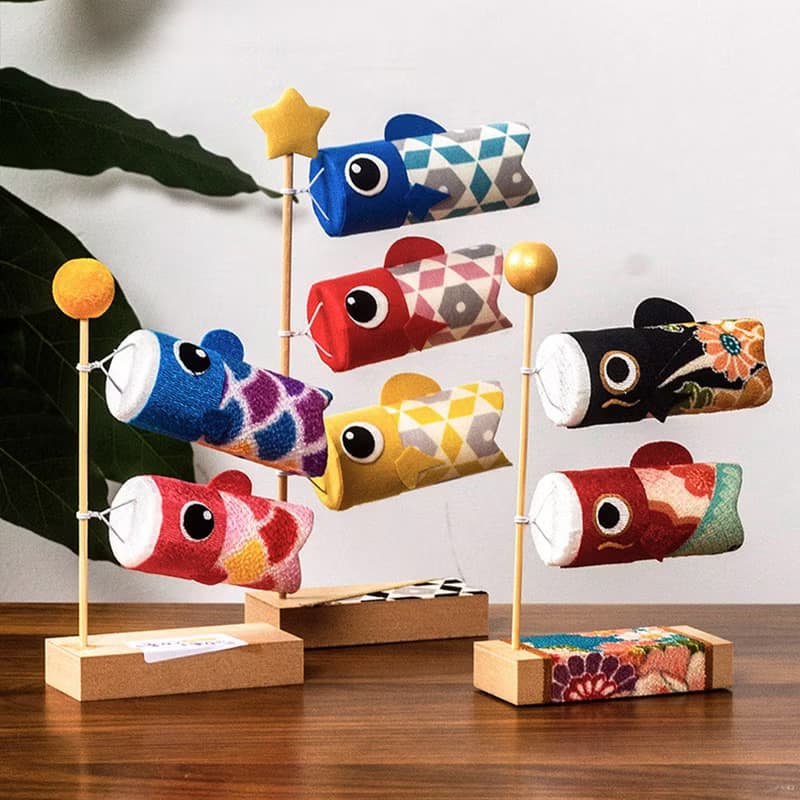 現貨 日本製 京都龍虎作手工絹布鯉魚旗招福錦鯉擺件送禮