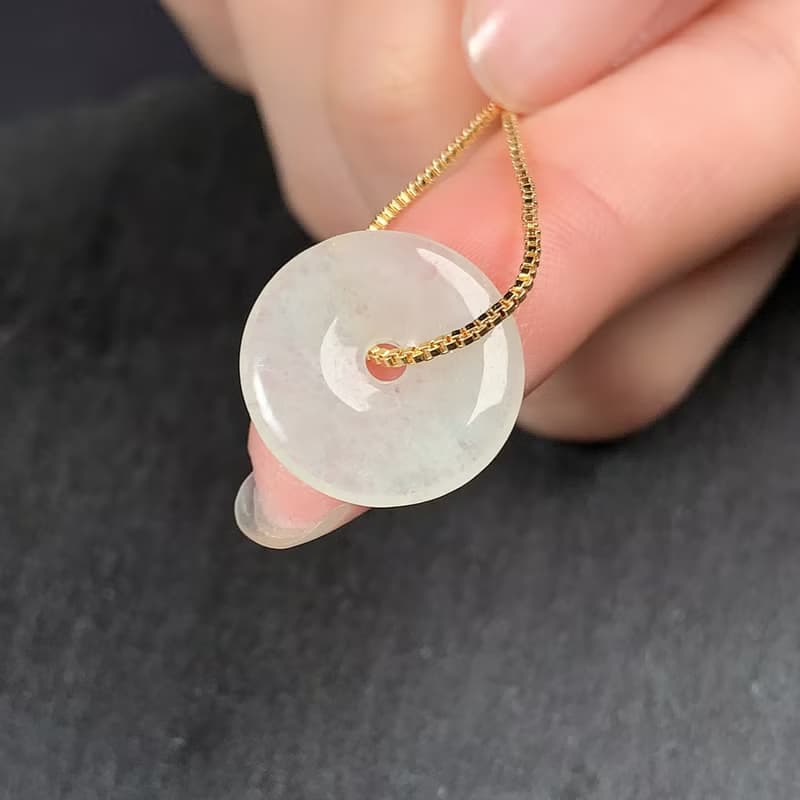 【願‧平安】冰種翡翠平安扣項鍊 | 天然緬甸玉A貨翡翠 | 送禮