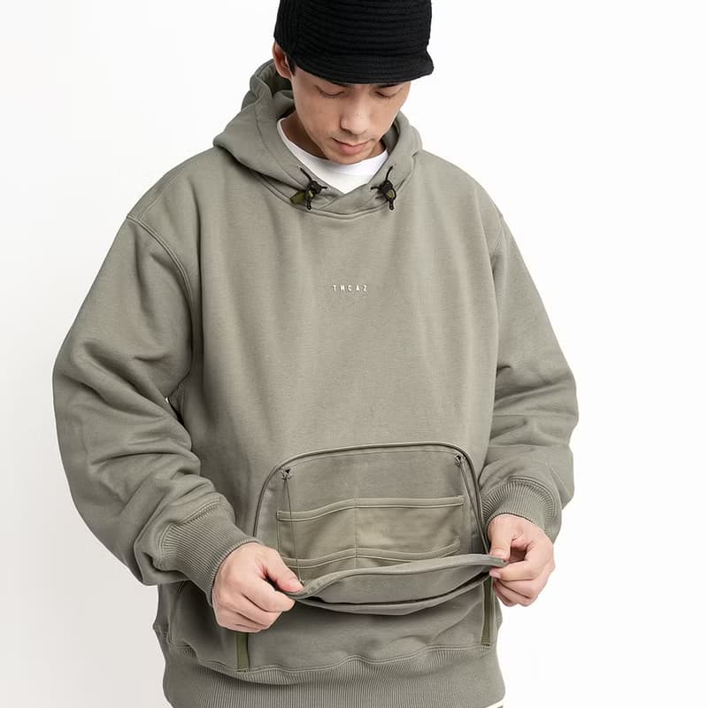 Tool Bag Hoodie工具袋針織連帽衛衣大學T 黑色/月桂色 多口袋