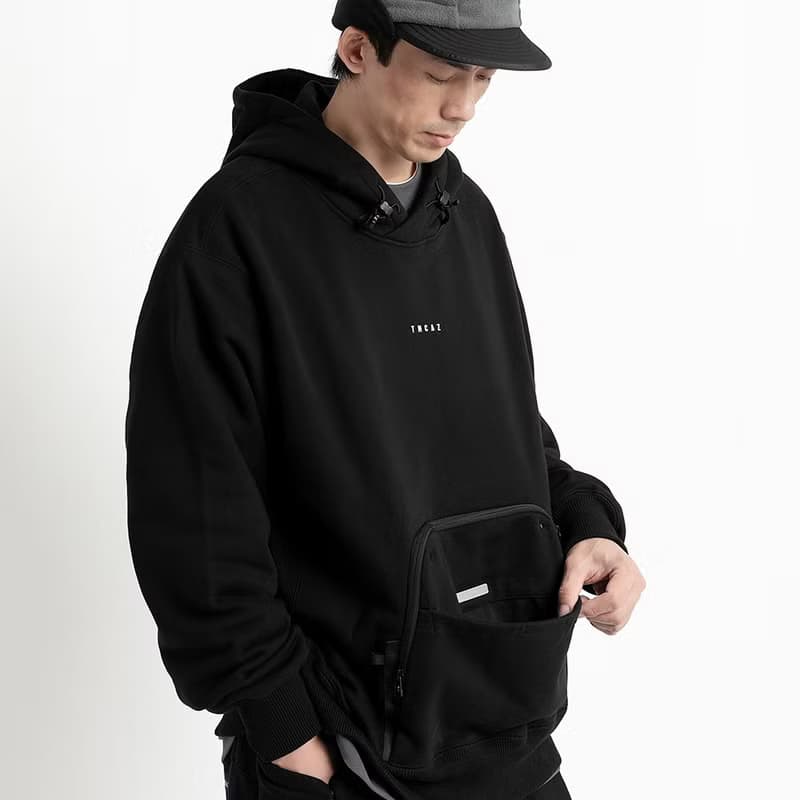 Tool Bag Hoodie工具袋針織連帽衛衣大學T 黑色/月桂色 多口袋
