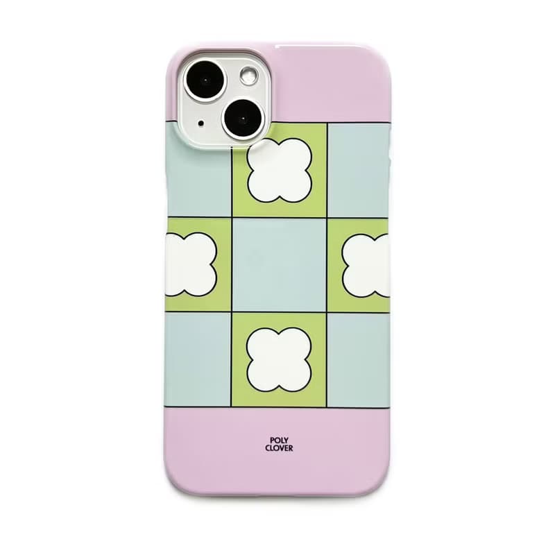 clover check hard phone case (pink)