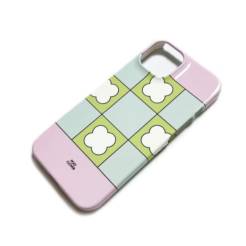 clover check hard phone case (pink)