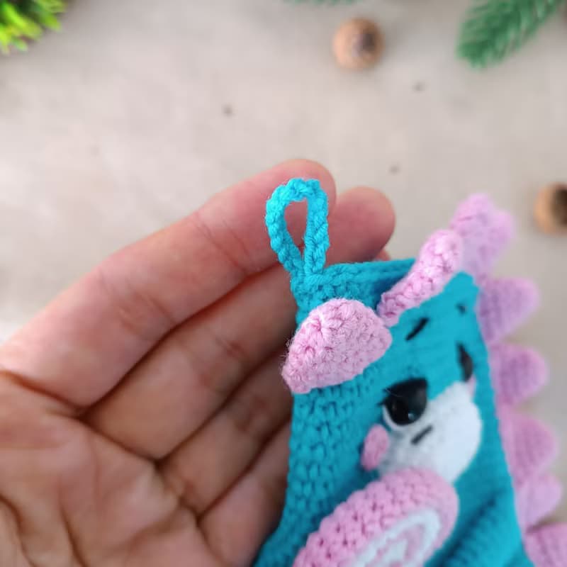【數位】Crochet pattern Christmas stocking dragon, Christmas amigurumi stocking