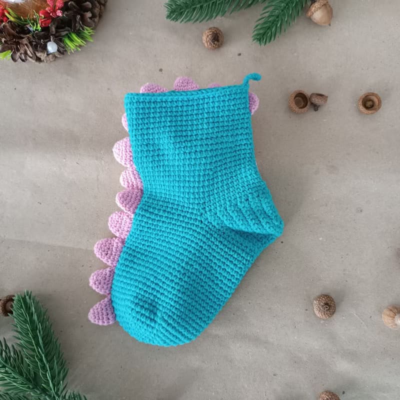 【數位】Crochet pattern Christmas stocking dragon, Christmas amigurumi stocking