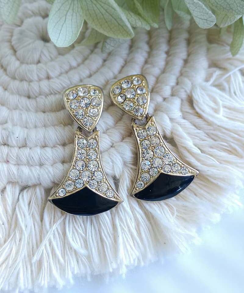 Vintage Jewelry 西洋古董飾品 白鑽 經典 小奢華  針式耳環
