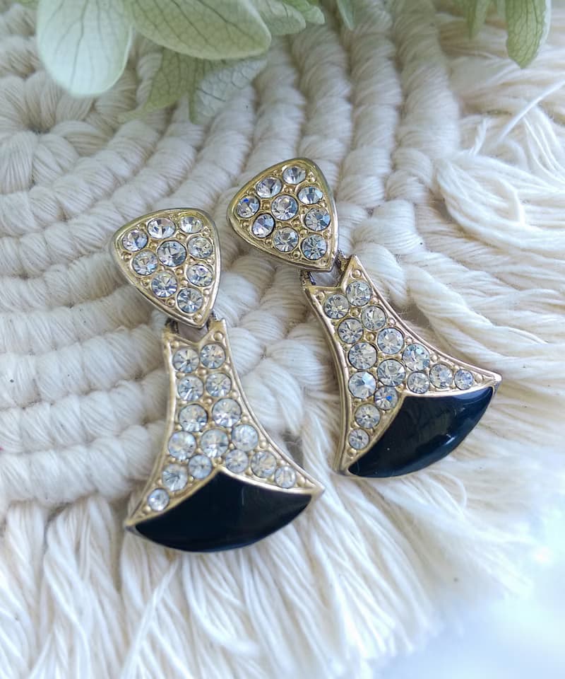 Vintage Jewelry 西洋古董飾品 白鑽 經典 小奢華  針式耳環