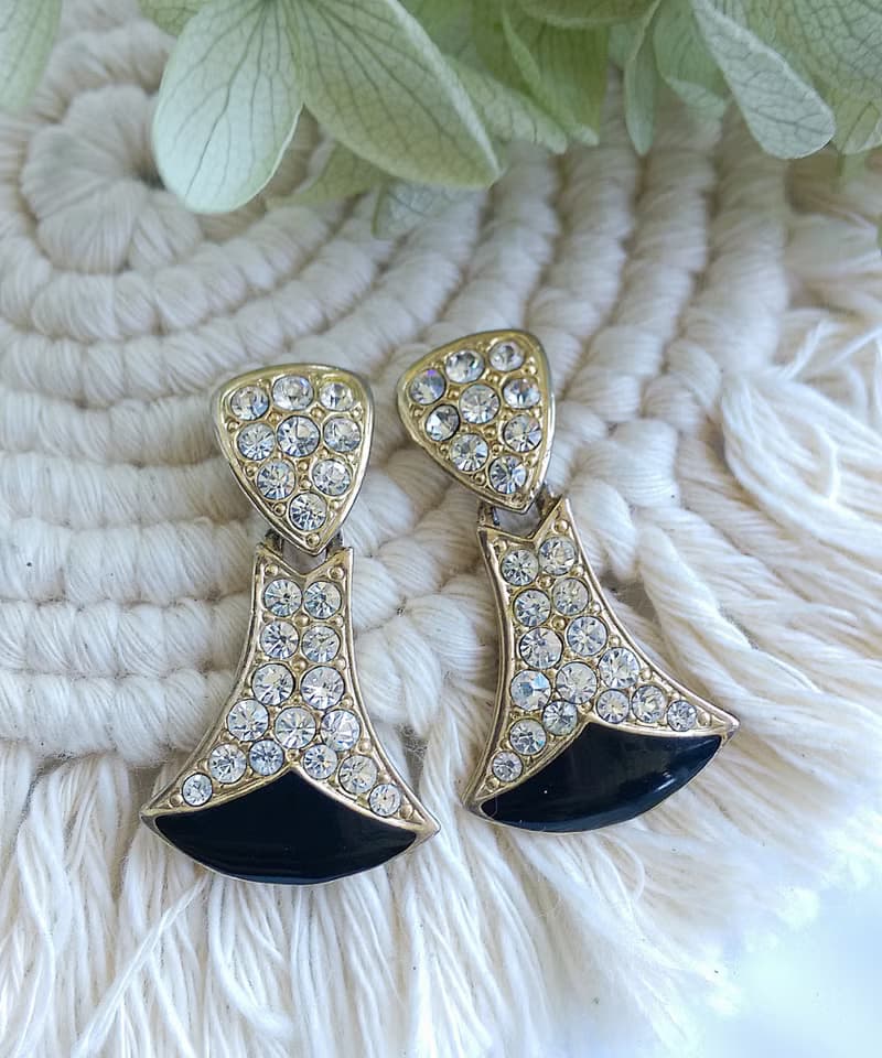 Vintage Jewelry 西洋古董飾品 白鑽 經典 小奢華  針式耳環