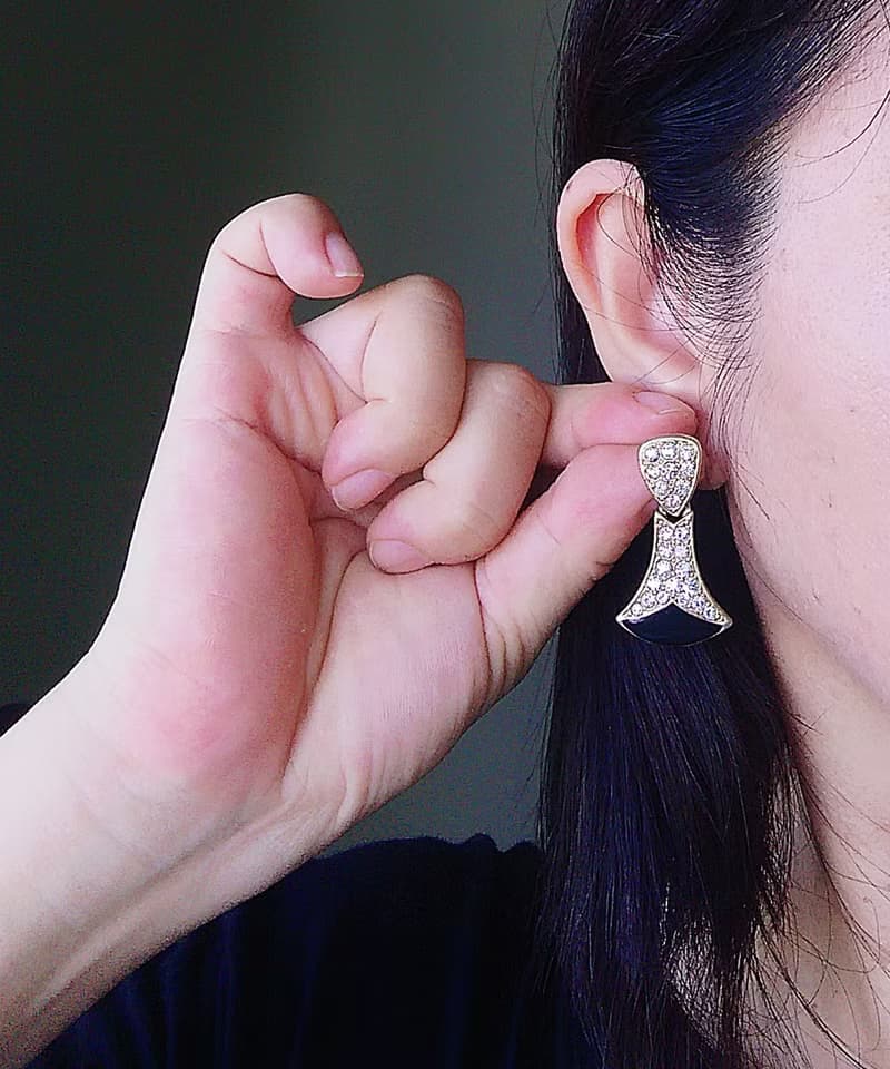 Vintage Jewelry 西洋古董飾品 白鑽 經典 小奢華  針式耳環