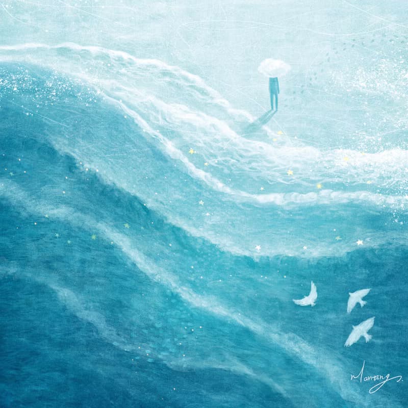 小尺寸無框畫 - 藍色的風景1