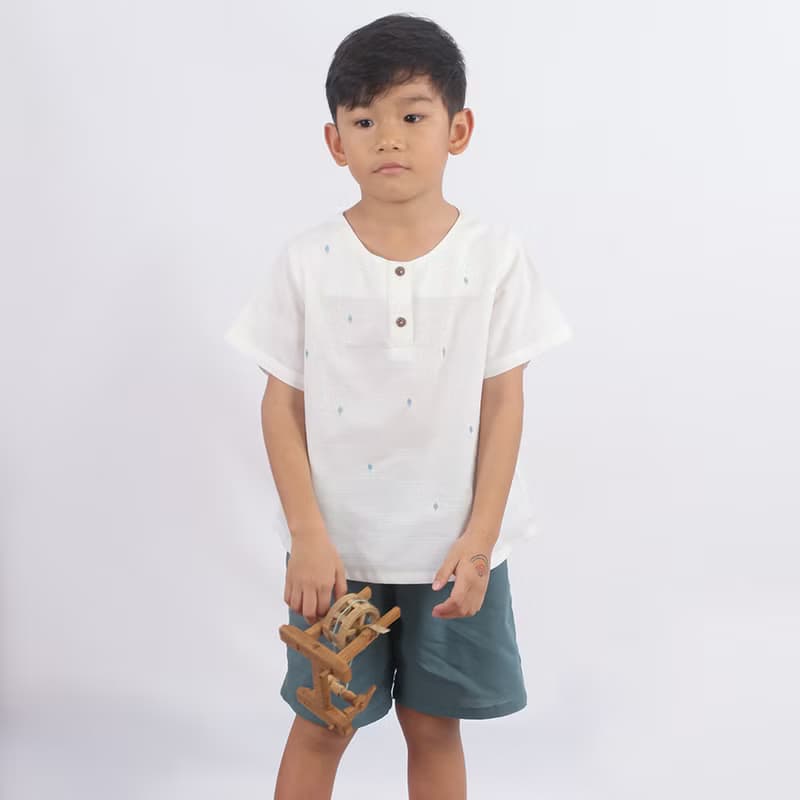 Kids Unisex Cotton Top, Short Sleeves, White, Plamer