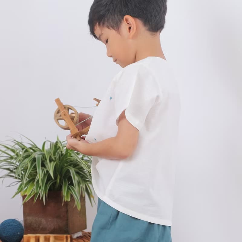 Kids Unisex Cotton Top, Short Sleeves, White, Plamer