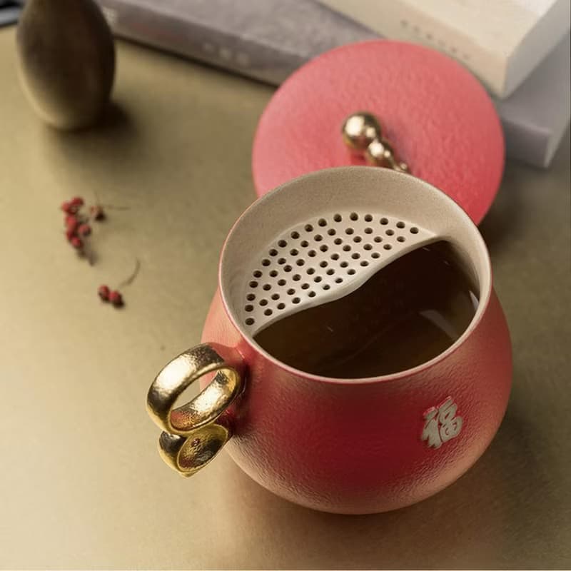 北京故宮博物院乾隆御筆福字杯福至辦公杯鎏金辦公杯一杯二用
